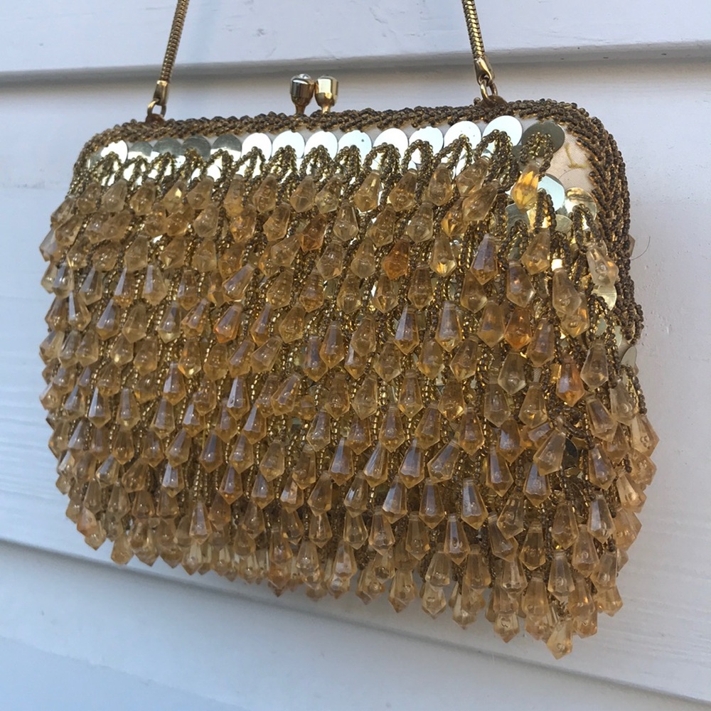 Vintage gold beaded purse - Picture 2 of 8